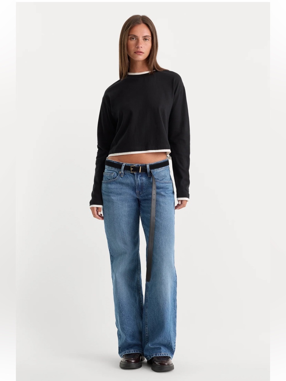 Good American Cotton Vintage Low Loose Wide Leg Jeans in Indigo 1224 Size 29